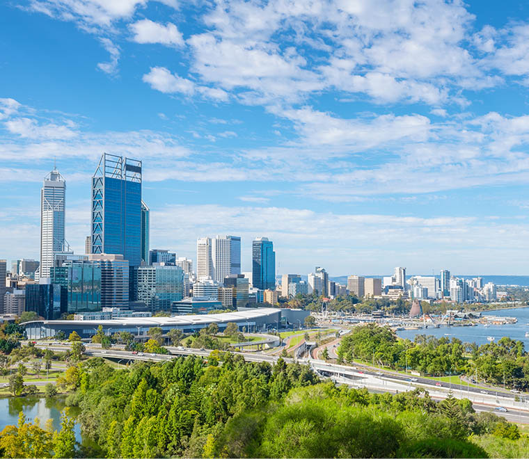 Aerial photograph of Perth, Western Australia